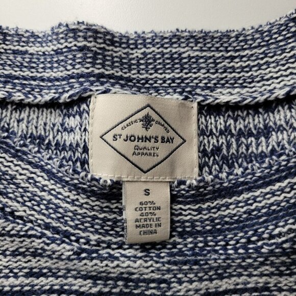 St Johns Bay Sweater Blue White Knit Womens Small Pullover - Picture 6 of 8